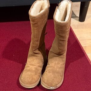 Tall Zip-Up UGG Tan Suede Winter Boots